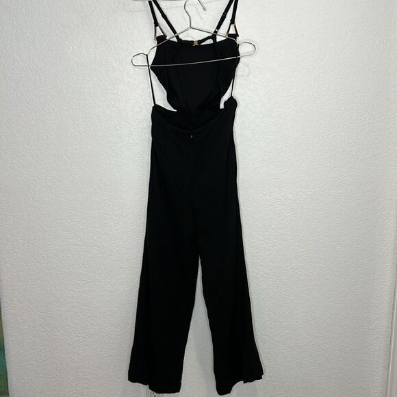 NWT JONATHAN SIMKHAI Mabel Cotton Cutout Jumpsuit XS Black - Picture 6 of 15